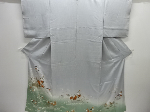 JAPANESE KIMONO / IRO-TOMESODE / EMBROIDERY / FLORAL PLANTS
